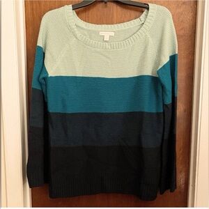 New York & Company Blue Toned Crew Neck Sweater